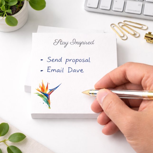 Bird of Paradise Watercolor, custom Post-it Klebezettel (Von Creator hochgeladen)