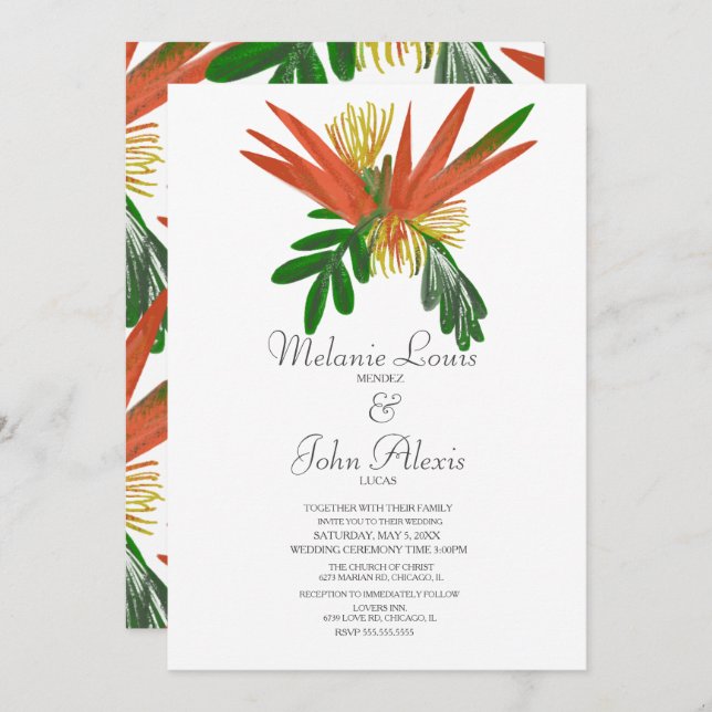 Bird of Paradise Watercolor Tropic Ink Hochzeit Einladung (Vorne/Hinten)