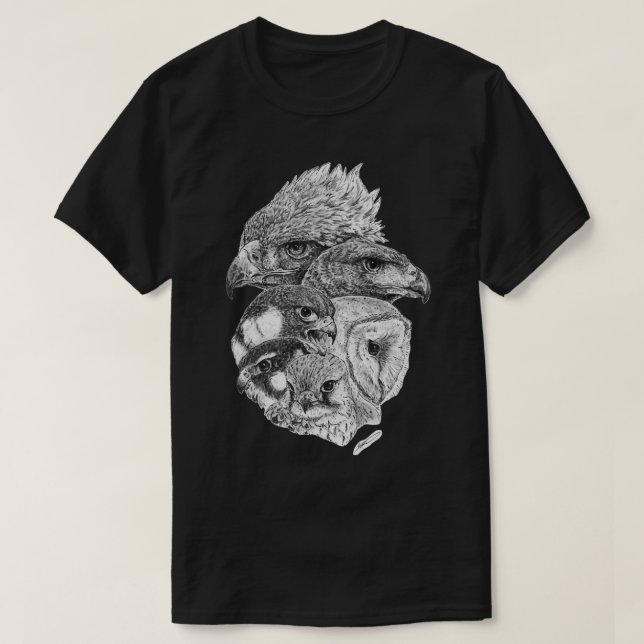 Bird of Prey ink Illustration T-Shirt (Design vorne)