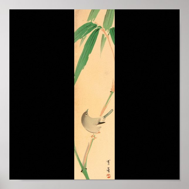 Bird on Bamboo tree by Seitei Watanabe 1851-1918 Poster (Vorne)