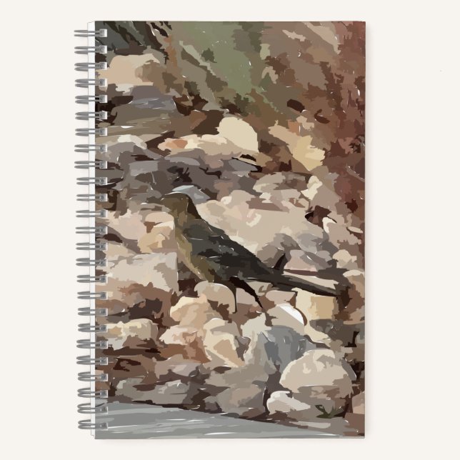 Bird on Rocks Spiral Notebook Notizbuch (Vorderseite)