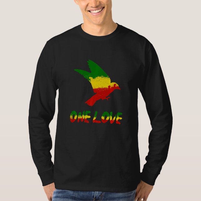 Bird One Liebe Rasta Reggae Rastafarian Jamaica Ro T-Shirt (Vorderseite)