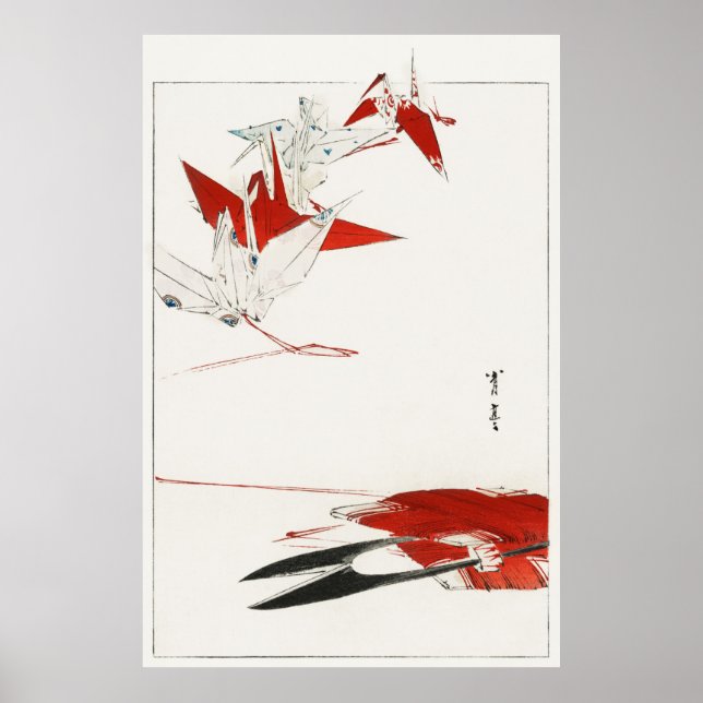 Bird Origami von Bijutsu Sekai (1893-1896) von Wa Poster (Vorne)