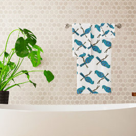 Bird Pattern White Badhandtuch Set