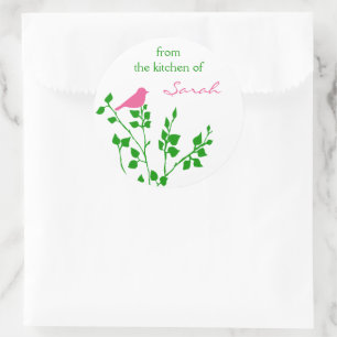 Bird Personalisiert Pink Green Baking Stickers