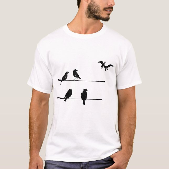 Bird Pterodactylus on Wire - Avian Dinosaurier T-Shirt (Vorderseite)