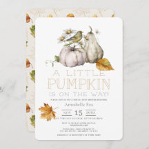 Bird Pumpkin Fall Watercolor Virtual Baby Dusche