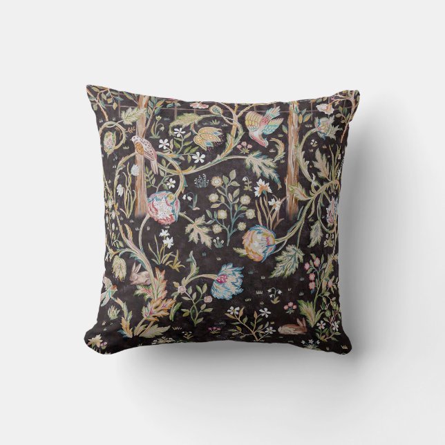 Bird & Rabbit im Blumengarten, William Morris Kissen (Vorderseite)
