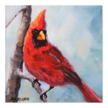 Bird Red Kardinal Fine Art Print