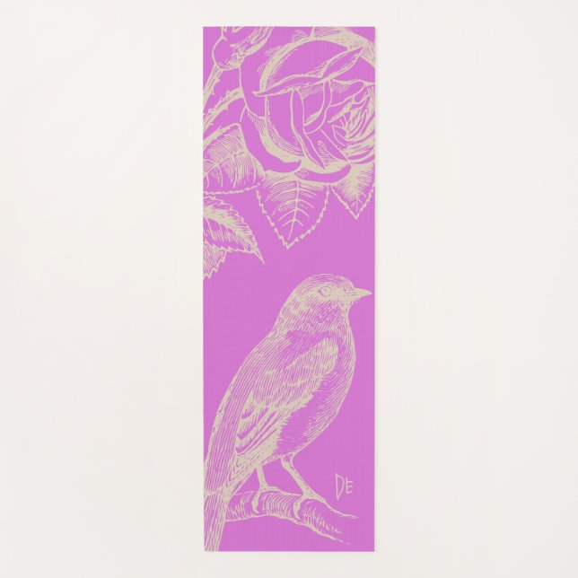 Bird & Rose Lilac Yoga Yogamatte (Vorderseite)