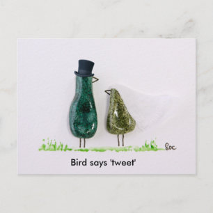 Bird sagt "tweet" postkarte