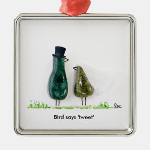 Bird sagt "tweet" silbernes ornament