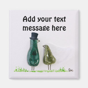 Bird sagt "tweeten" Hochzeitsgrün Keramik Paar Magnet