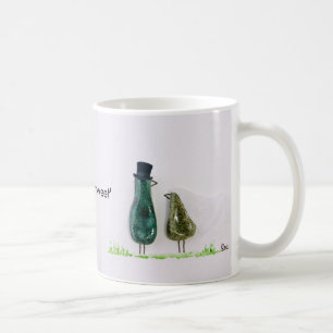 Bird sagt "tweeten" Hochzeitsgrün Keramik Paar Tasse