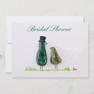 Bird sagt "tweeten" Hochzeitspaar in grüner Kerami Einladung