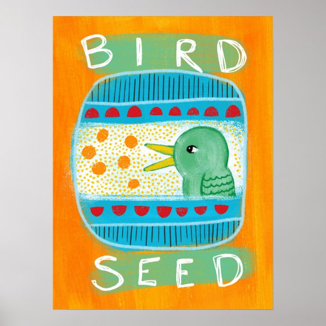Bird Seed Poster Wand - Funny Bird (Vorne)