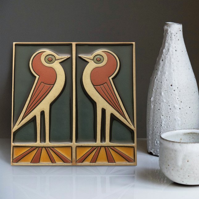 Bird Seventies Sunrise Art Deco Deco Deco Fliese (Von Creator hochgeladen)
