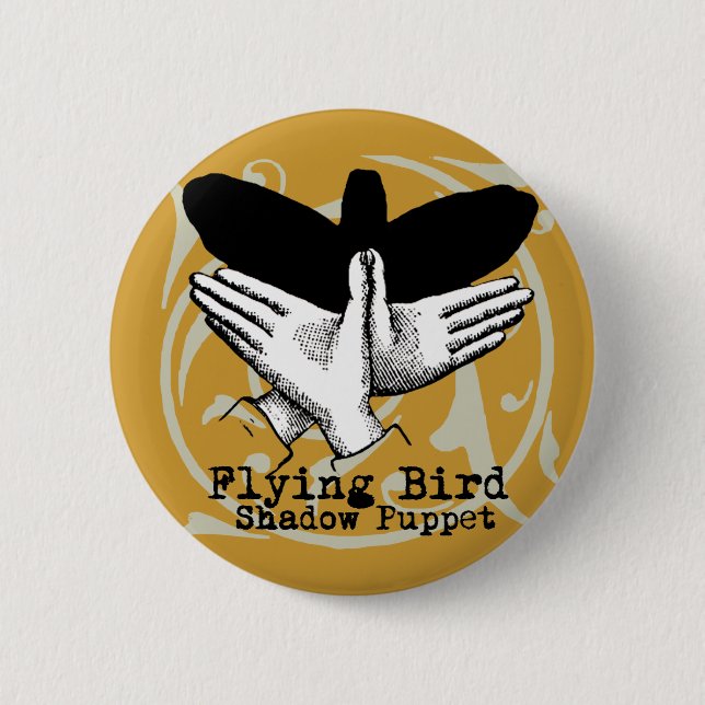 Bird Shadow Puppet Hand Vintag Button (Vorderseite)