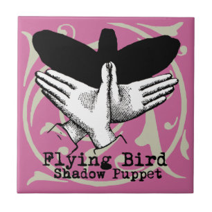 Bird Shadow Puppet Hand Vintag Fliese