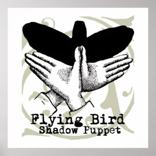 Bird Shadow Puppet Hand Vintag Poster