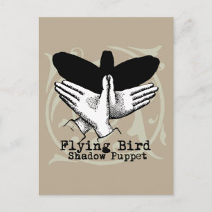 Bird Shadow Puppet Hand Vintag Postkarte