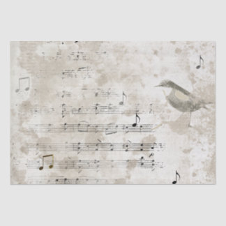 Bird Song Musiknotens Grunge Decoupage Seidenpapier