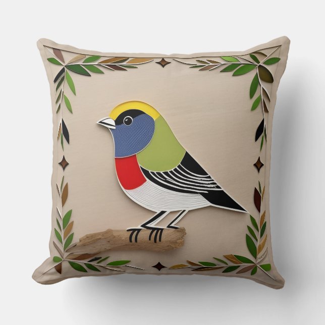 Bird Stylized Paper Artwork Kissen (Vorderseite)