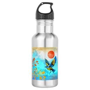 Bird Tree Sun Edelstahlflasche