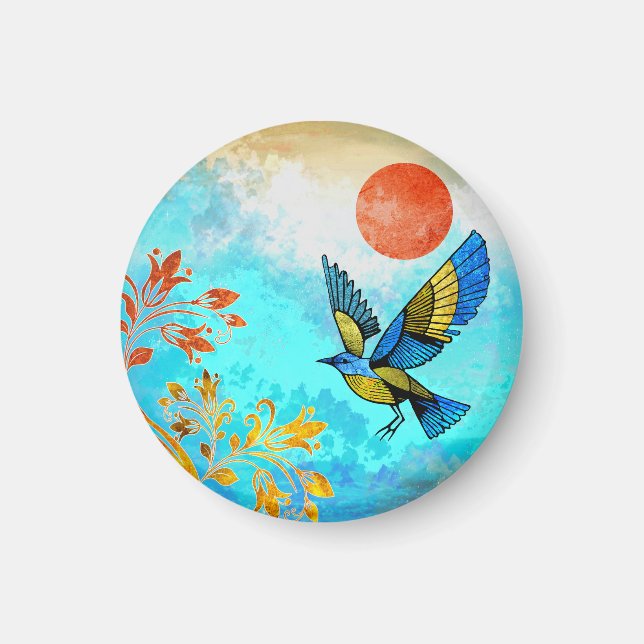 Bird Tree Sun Magnet (Vorne)