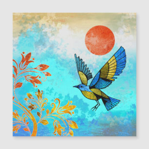 Bird Tree Sun Magnetkarte