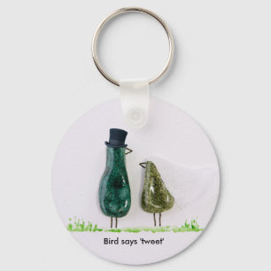 Bird tweete Hochzeit und Bräutigam Schlüsselanhänger