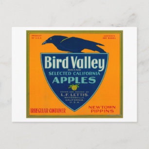 Bird Valley Apple Crate LabelWatsonville, CA Postkarte