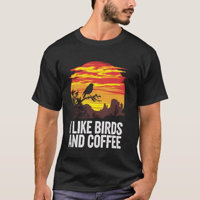 Bird Watching Coffee Arizona Desert Sunset Bird Lo T-Shirt (Vorderseite)