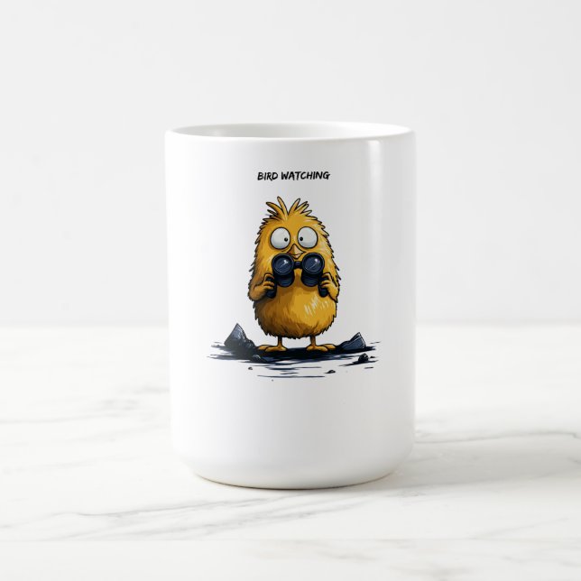 Bird Watching Funny Cartoon Character Ironic Humor Kaffeetasse (Mittel)