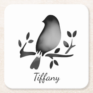 Bird watercolor black white saturated rechteckiger pappuntersetzer