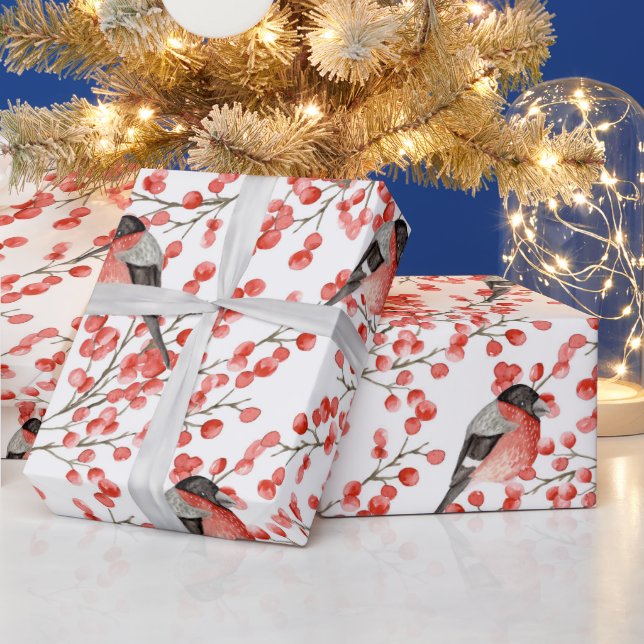 Bird Winter Berry Woodland Weihnachten Geschenkpapier (Feiertage)