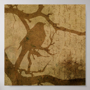 Bird wir haben Branch in Brown Poster