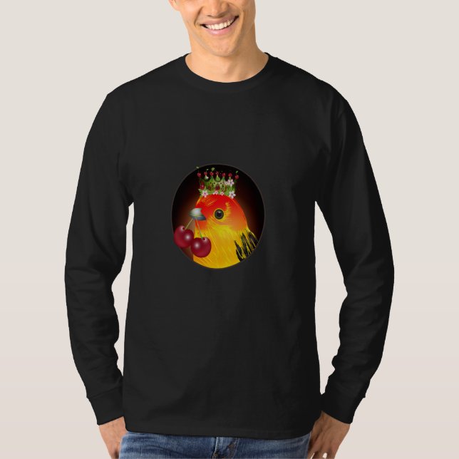 Bird with cherries in the beak and cherry crown T-Shirt (Vorderseite)