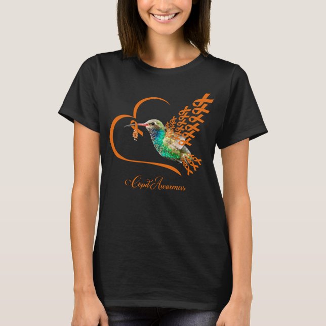 Bird with Orange Ribbon COPD Awareness Warrior T-Shirt (Vorderseite)