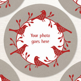 Bird Wreath Modern Scandi Foto Runder Aufkleber