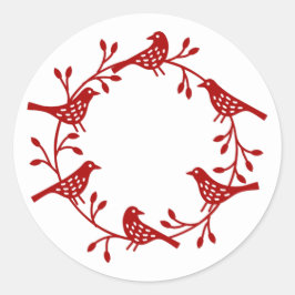 Bird Wreath Moderner skandinavischer Stil Runder Aufkleber