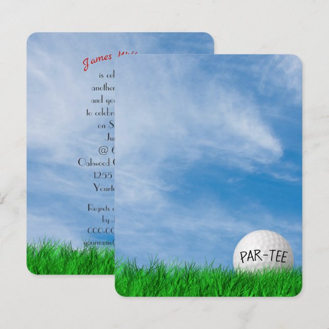 Birday Party Golf Thema Einladung (Vorne/Hinten)
