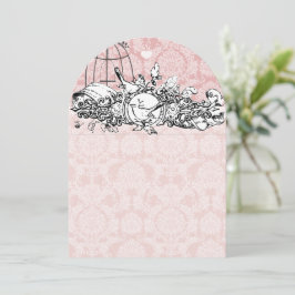 Birdcage Damask Acorn Vintag Love Birds Einladung