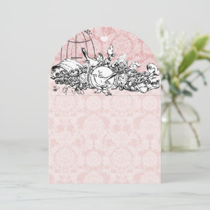 Birdcage Damask Acorn Vintag Love Birds Einladung