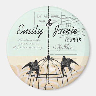 Birdcage Love Birds Wedding Abzeichen Magnet