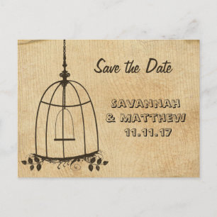 Birdcage Save the Date Ankündigungspostkarte