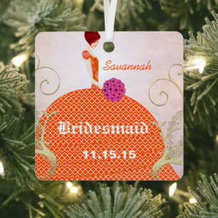 Birdesmaid-Geschenke Orange und Pink Ornament Aus Metall