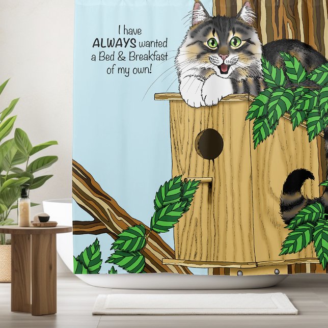 Birdhouse Bed Breakfast Cat Duschvorhang (Von Creator hochgeladen)