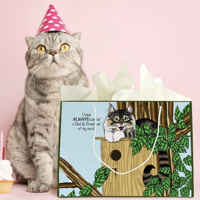 Birdhouse Bed Breakfast Cat Große Geschenktüte (Von Creator hochgeladen)