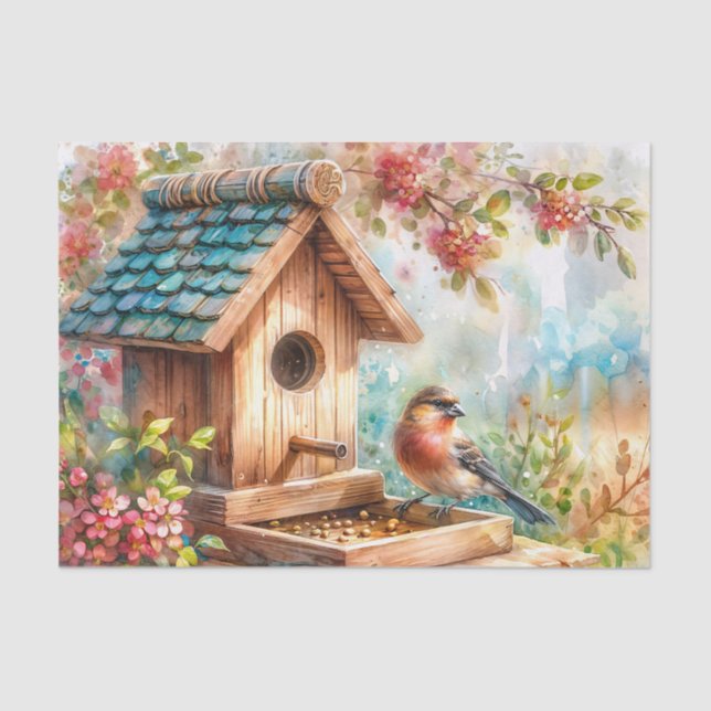Birdhouse Bird Feeder Blumenfarbe Seidenpapier (Vorderseite)